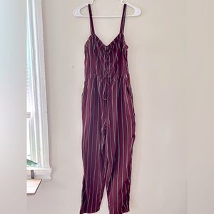 Hollister Women’s Stripped Jumpsuit| Size L| Red